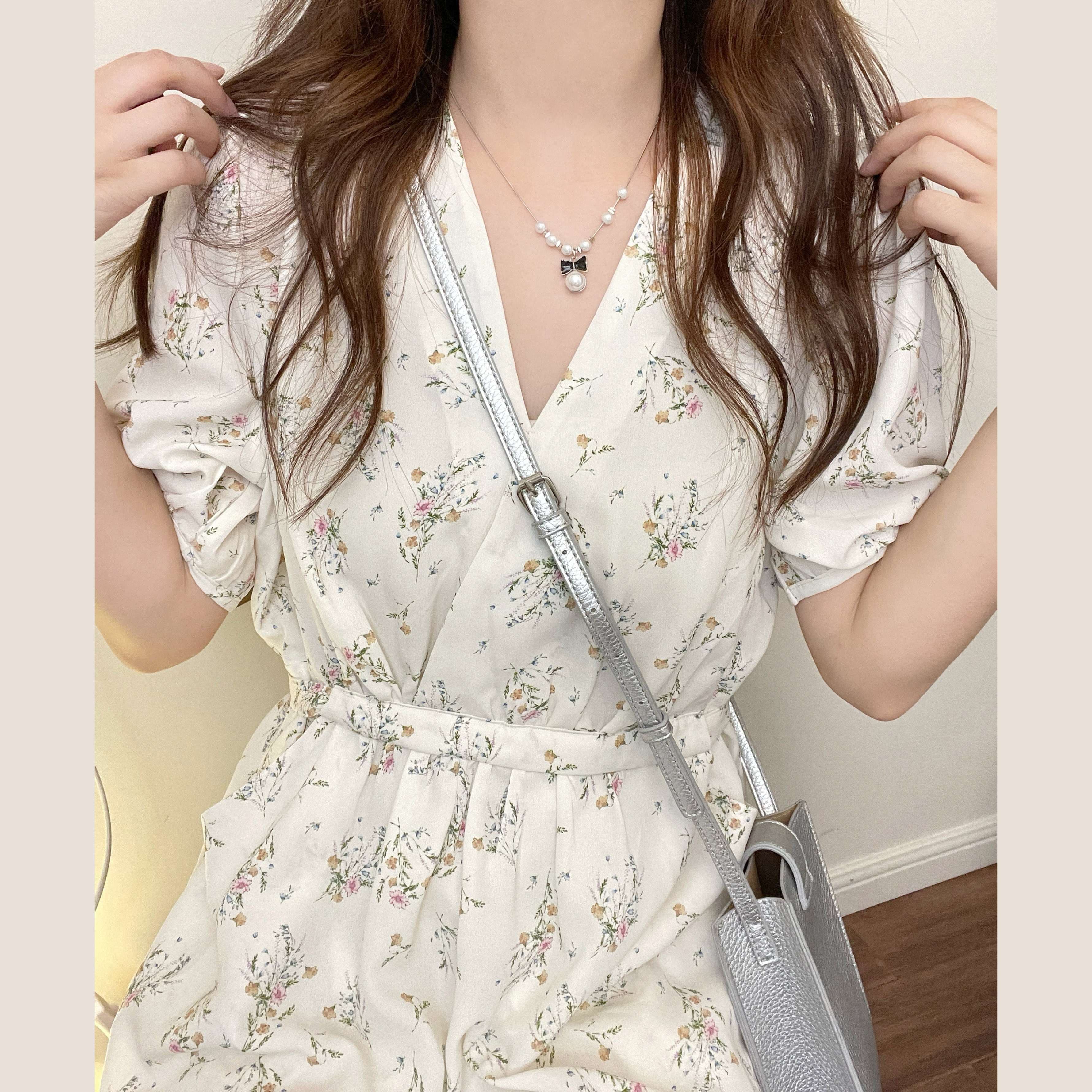 キレイめファッション  花柄シフォンロングワンピース
