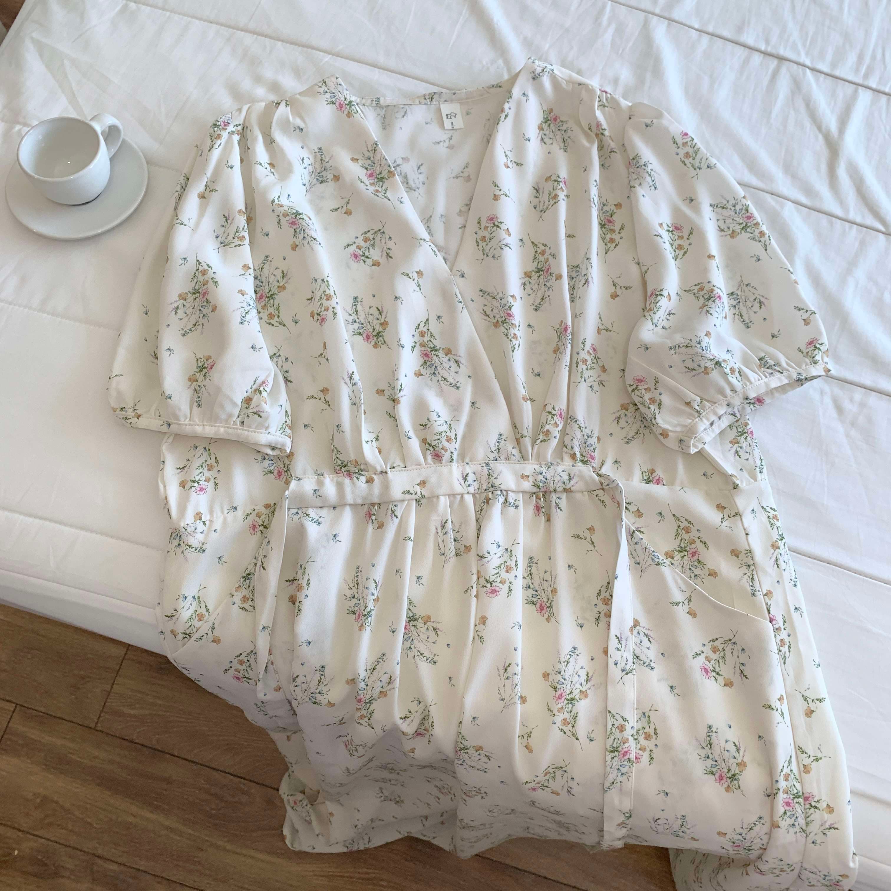 キレイめファッション  花柄シフォンロングワンピース