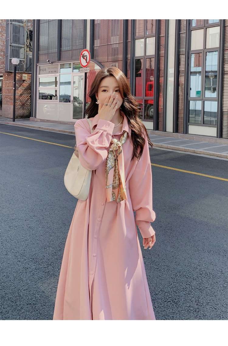 キレイめファッション  エレガントロングシャツきれいめワンピース